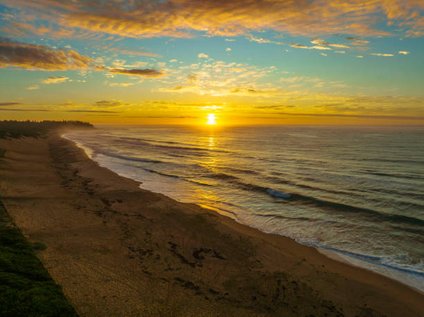 istock Aerial sunrise seascape with  high cloud 1401495860