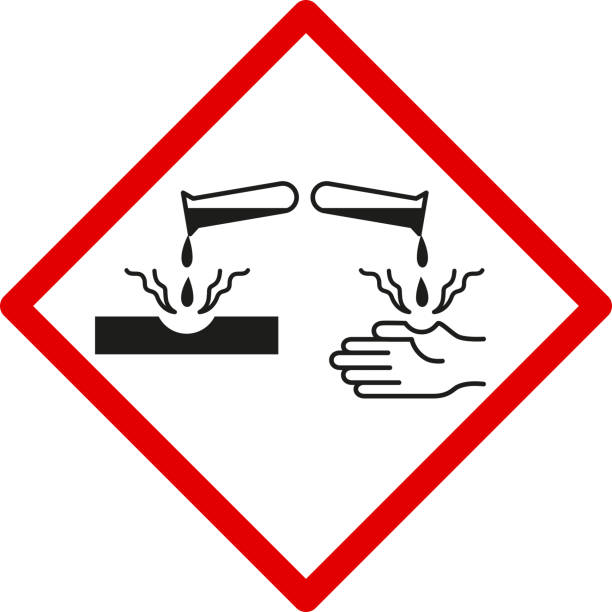 Safety symbol, dangerous for skin, caustic liquid, simple sign, vector graphic Safety symbol, dangerous for skin, caustic liquid, simple sign, vector graphic acid stock illustrations