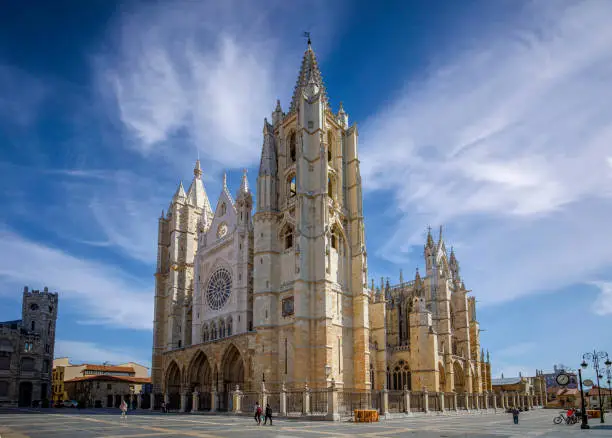 Photo of General view of the Gothic Cathedral of León in Castilla y León, Spain