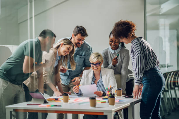 istock Multiracial business team on a meeting in a modern bright office 1401497423