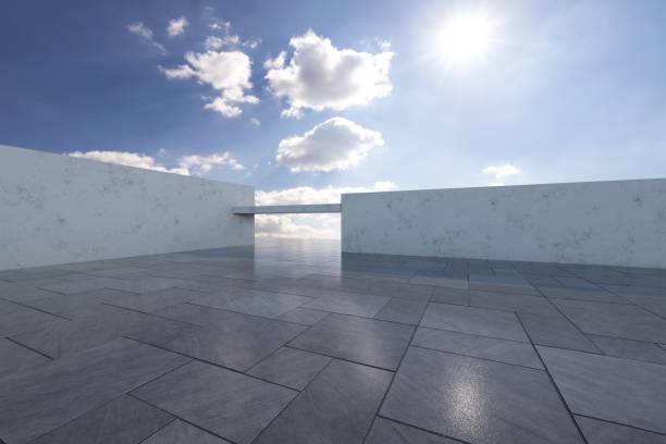 istock Open spaces with futuristic architecture and empty concrete floor 1401498515