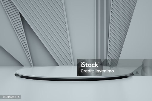 istock 3D rendering exhibition background 1401498516