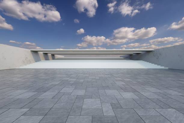 istock 3d render of fEmpty stairs under blue sky. 1401498520