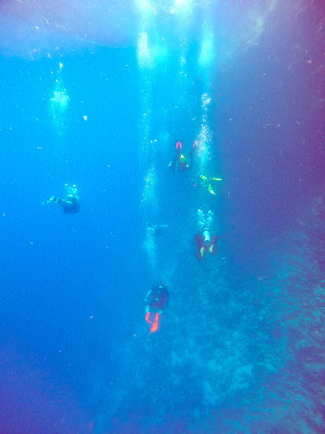 Diving in the crystal clear waters of Yambu in Saudi Arabia.