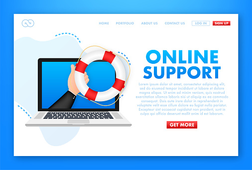 Customer service 24-7. Call center landing page. Online support center, assistance. Vector stock illustration.