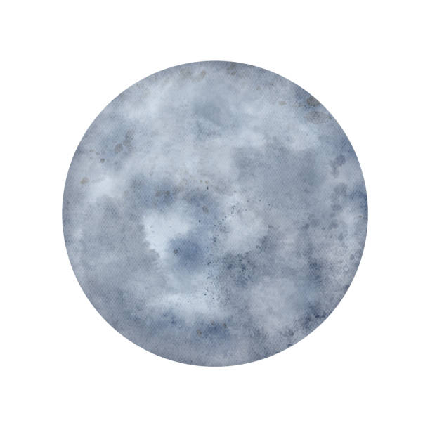 istock Watercolor full Moon illustration. Mystical dusty blue cosmic round shape isolated on white background. Magic Earth satellite. Celestial lunar print for cards, poster, invitations. 1401505316
