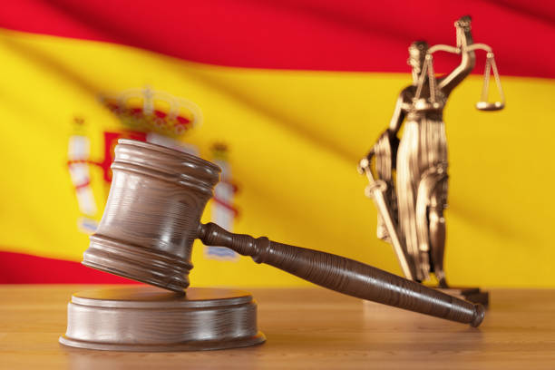 istock Spain Law and Justice Concept with Spanish Flag and Gavel 1401505500