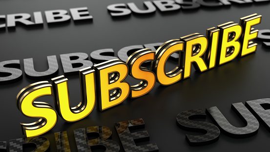Subscribe Neon Sign on Black. 3D Render