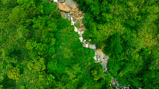 Aerial drone view of Devon Falls, Sri Lanka