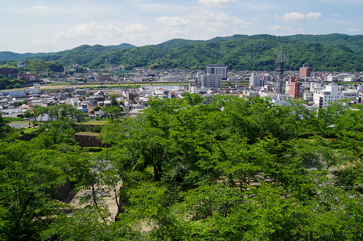 City of Tsuyama seen from a park on a hill