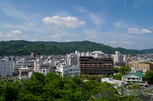 City of Tsuyama seen from a park on a hill