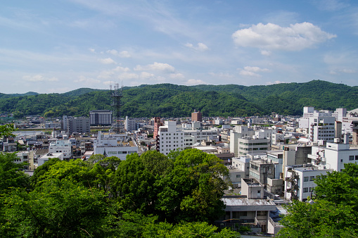 City of Tsuyama seen from a park on a hill
