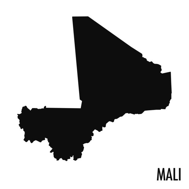 Mali map vector silhouette illustration Mali black silhouette map. Editable high quality vector cut out illustration isolated on white. Mali stock illustrations