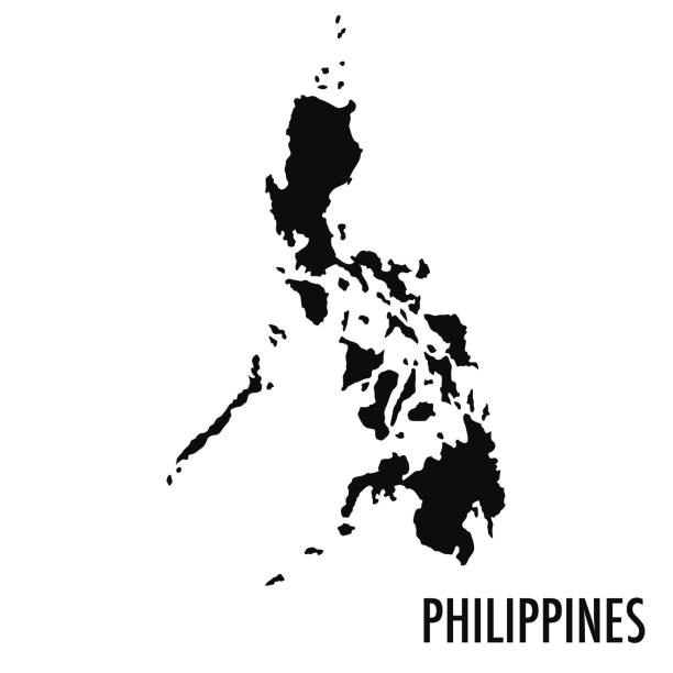 philippines map vector silhouette illustration - philippines 幅插畫檔、美工圖案、卡通及圖標