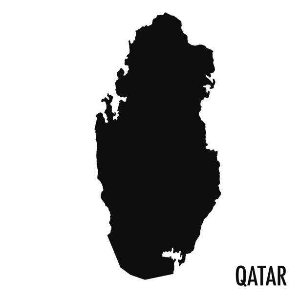 Qatar map vector silhouette illustration Qatar black silhouette map. Editable high quality vector cut out illustration isolated on white. qatar map stock illustrations