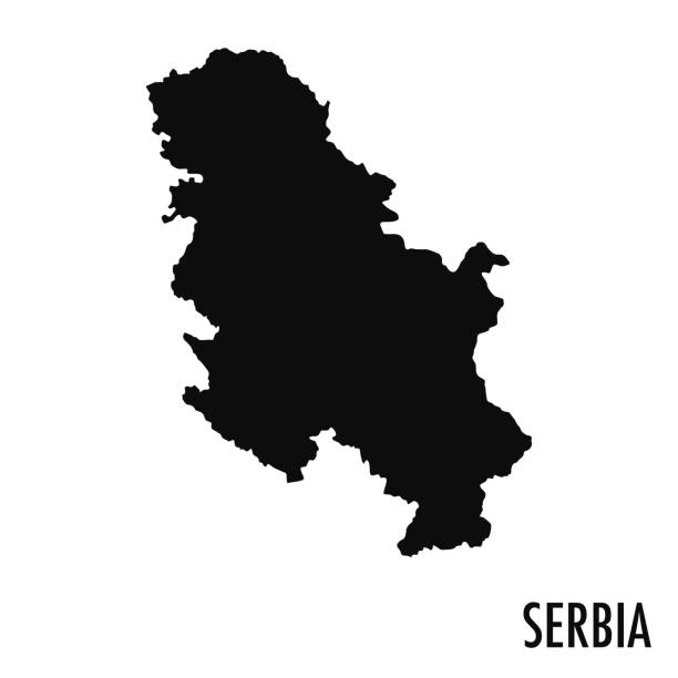 Serbia map vector silhouette illustration Serbia black silhouette map. Editable high quality vector cut out illustration isolated on white. serbia stock illustrations