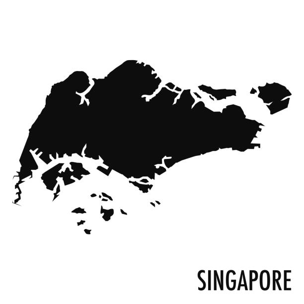 싱가포르 지도 벡터 실루엣 일러스트 레이 션 - silhouette cartography singapore map stock illustrations