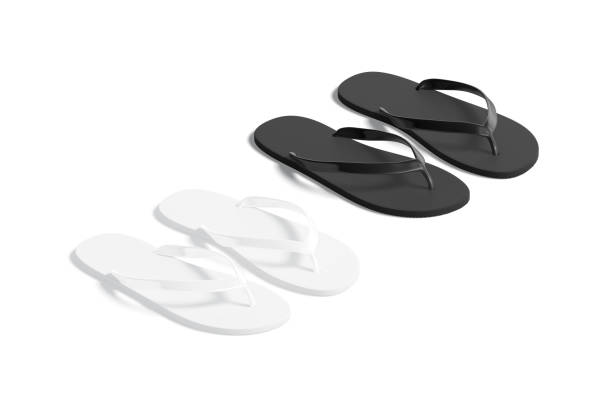 istock Blank black and white beach slippers mock up, side view 1401512194