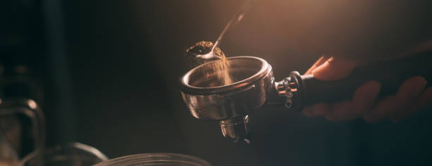 istock Premium coffee. Barista making premium coffee 1401513307