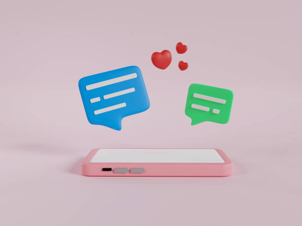 istock 3d phone and chatting icon. lovely chatting. chatting on a phone. 3d rendering illustration 1401513933