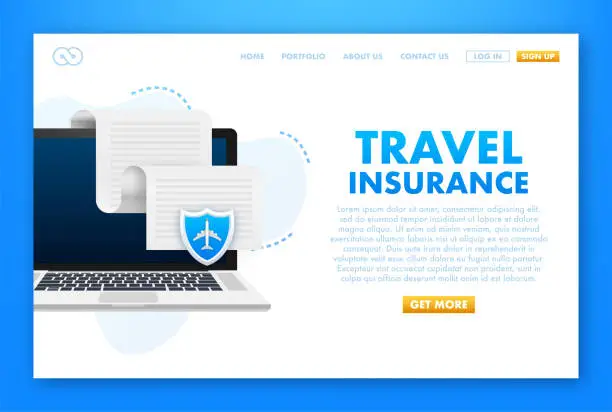 Vector illustration of Travel insurance in flat style. Isometric vector illustration. Health insurance concept