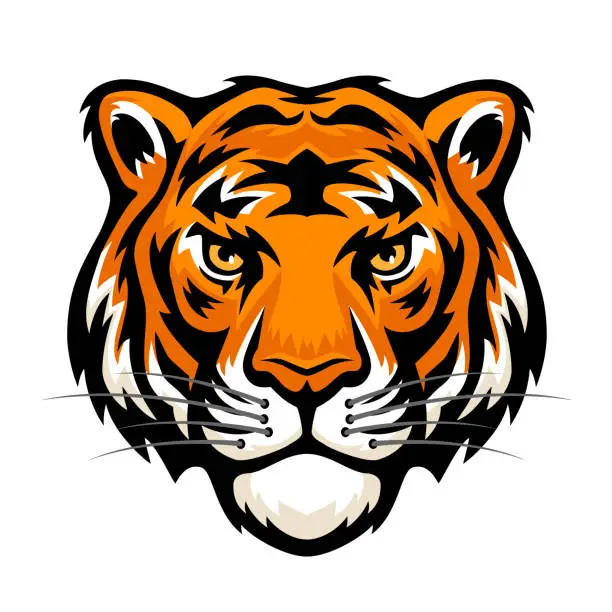 Vector illustration of Tiger Head Logo. Mascot Creative Design.