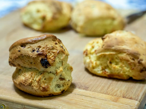 istock Freshly baked homemade date scone and other bread buns and rolls 1401514961