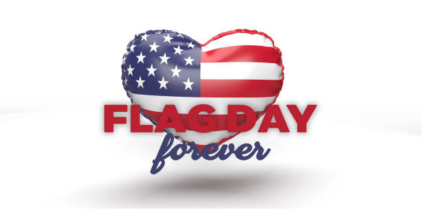 istock Flag Day forever hand lettering on heart shaped balloon white background, copy space 1401515064