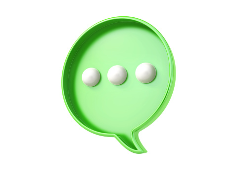 3d render Social Media Chat Bubble Green icon (isolated on white and clipping path)