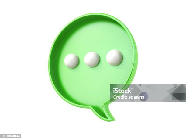 Social Media Chat Bubble Green Icon Stock Photo - Download Image Now - Three Dimensional, Friendship, Text Messaging