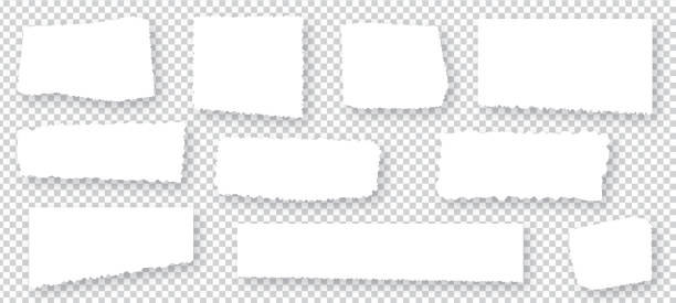 ilustrații de stoc cu set de fragmente de hârtie rupte alungite izolate pe fundal alb - origami
