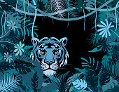 istock Tiger in the jungle. Mascot Creative Logo Design. 1401519457