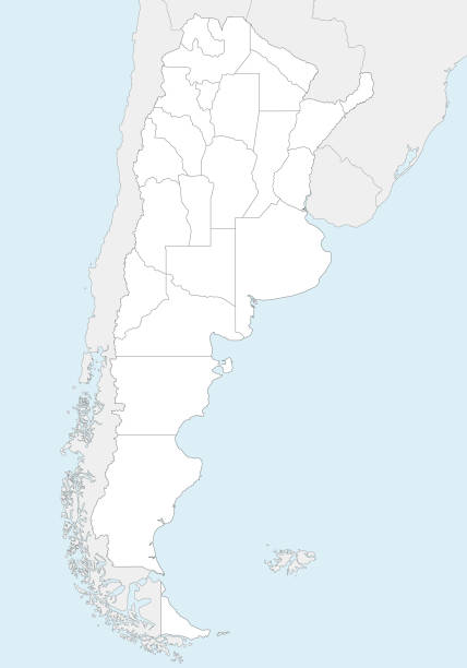 ilustrações de stock, clip art, desenhos animados e ícones de vector blank map of argentina with provinces or federated states and administrative divisions, and neighbouring countries and territories. editable and clearly labeled layers. - federated