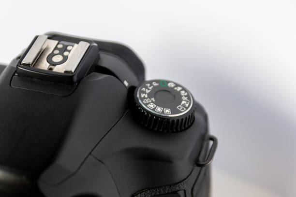 istock Professional dslr camera equipment with 70-300 mm tele zoom objective with wide camera lens in macro close-up view shows details of photographic equipment for studio shots and portrait wildlife photos 1401521122