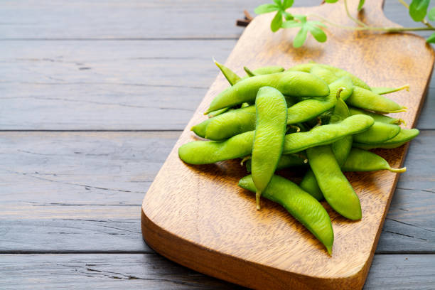 istock Japanese 'Edamame' is Boiled green soy beans 1401521441