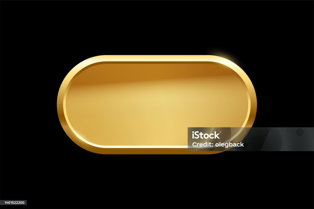 Shape Gold Ellips Gold Ellipse Shape Button With Frame Vector Illustration 3d Golden ...