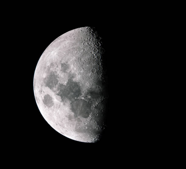 Moon Large Mosaic Very high resolution half moon showing lots of details half moon stock pictures, royalty-free photos & images