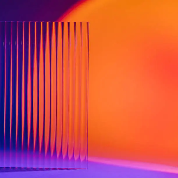Photo of Colorful gradient background with ribbed acrylic plate