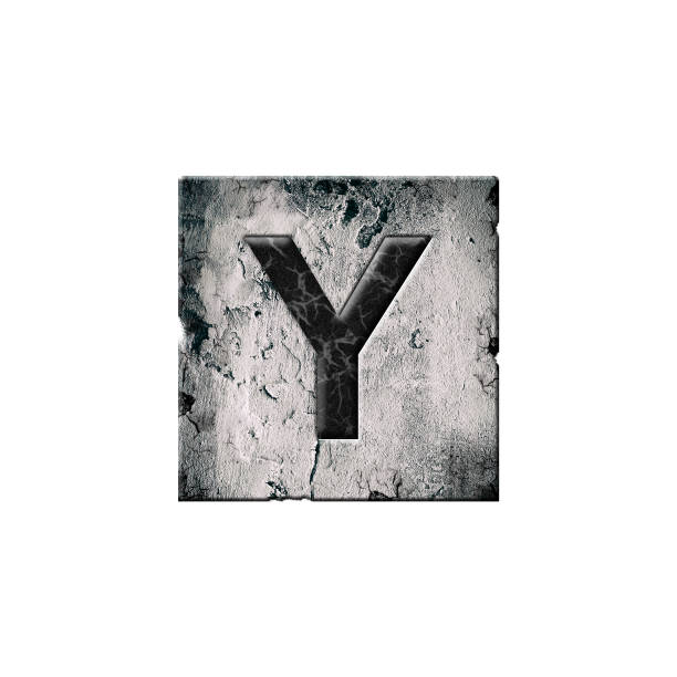 istock Letter Y. Alphabet on stone blocks. Isolated on white background. Education. 1401529333