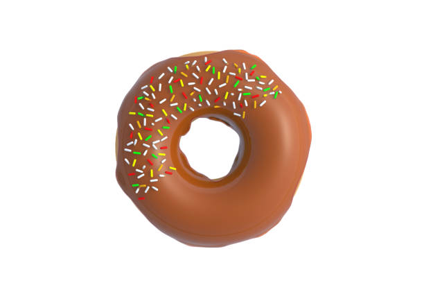 istock Caramel donut isolated on white background. Top view. 3d render 1401531110