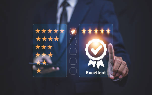 istock Customer service online feedback good excellent high rating or ranking 1401532917