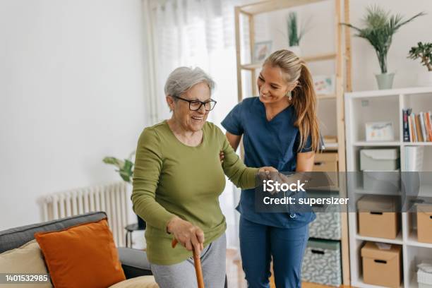 Step By Step Stock Photo - Download Image Now - Senior Adult, Home Caregiver, Nurse