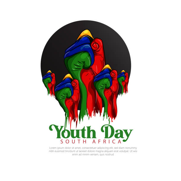South African Youth Day, 16 June, International Youth Day Vector Illustration June 16, South African Youth Day with silhouette, hand, poster, banner south africa youth day stock illustrations