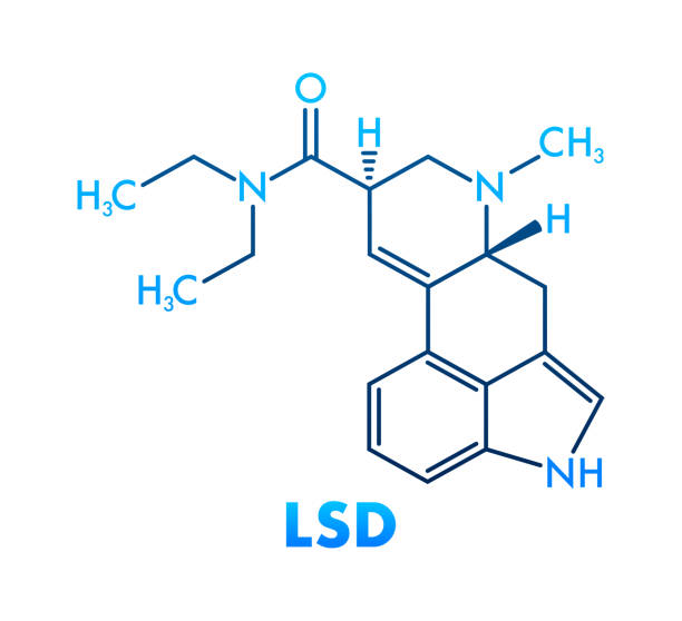 ilustraciones, imágenes clip art, dibujos animados e iconos de stock de fórmula lsd. fórmula de medicamento lsd (dietilamida de ácido lisérgico) - 18635