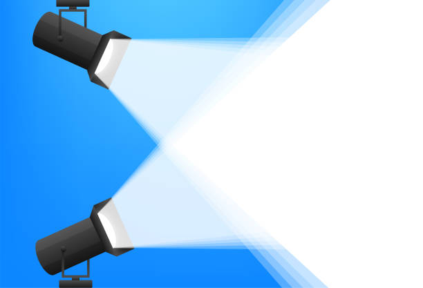 Abstract mockup with blue projecton white background for banner design. Abstract blue light effect backgroun Abstract mockup with blue projecton white background for banner design. Abstract blue light effect background. clip art of illuminated letter a stock illustrations