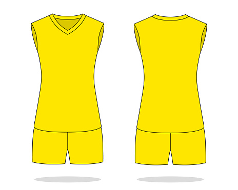 Women's blank yellow sleeveless volleyball jersey template on white background.Vector file.