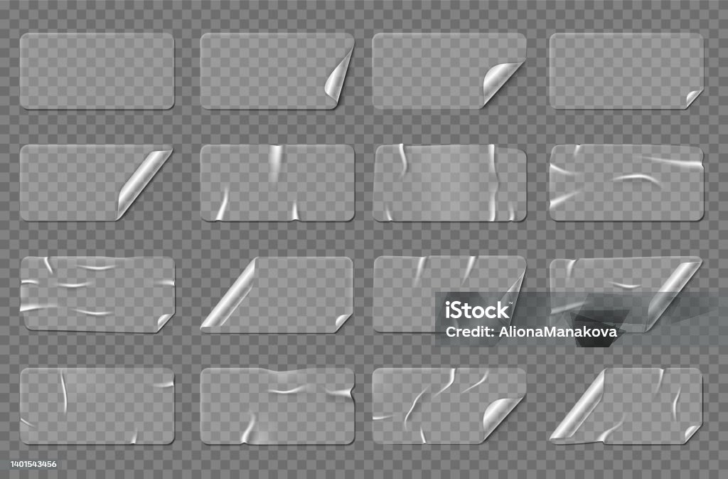 Transparent Rectangular Adhesive Stickers With Shadow Isolated Stock ...