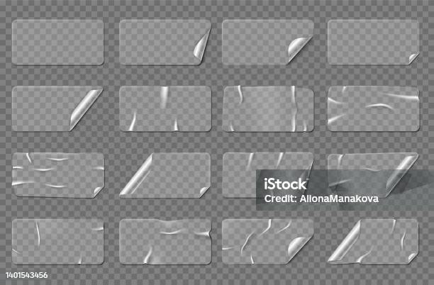 Transparent Rectangular Adhesive Stickers With Shadow Isolated Stock ...