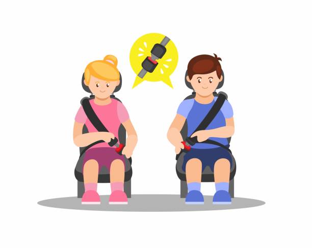 People sit wearing car seat belt instruction symbol illustration vector People sit wearing car seat belt instruction symbol illustration vector safety first stock illustrations