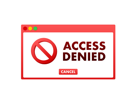 Access denied in cartoon style. Flat icon. Sign forbidden.